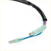 Black insulated wire with blue and red inner conductors in a green heat-shrink connector for tohatsu nissan exciter coil assy