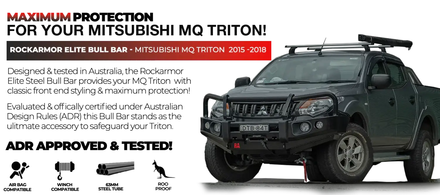 Rockarmor Elite Steel Bullbar To Suit Mitsubishi Triton Mq
