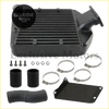 Black top mount intercooler for Toyota Land Cruiser 80/100 series with ribbed heat-exchange core and mounting hardware
