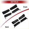 Black plastic tow hook cover caps for Toyota RAV4 XA50 shown from front and back sides for 2019-2023 models