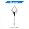 Silver triangular tow hook for toyota avanza with black connector and threaded metal shaft for 2012-2023 models
