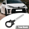 Black and silver metal tow hook with threaded rod and looped attachment for toyota avanza 2012-2023 black racing