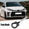 Black metal tow hook with threaded rod and polished chrome finish for toyota avanza 2012-2023 black racing