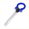 Blue and silver aluminum tow hook trailer ring with black hex connector for toyota avanza 2012-2023 back side view