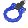 Blue anodized aluminum tow hook trailer ring with black rubber grip and silver connector for toyota avanza 2012-2023
