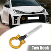Gold tone metal tow hook trailer ring for toyota avanza with silver threaded shaft and black mount section