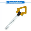 Yellow and black metal front triangle folding tow hook with threaded silver shaft for Toyota Avanza recovery