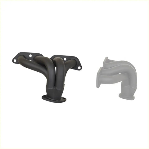Black cast iron exhaust manifold with flange mounting brackets for toyota corolla ae90-101 1.6l direct fit mandrel bent gasket