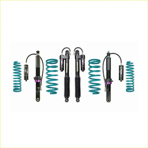 Teal and black coilover suspension kit with purple accents for toyota fj cruiser gsj15 dobinsons monotube remote