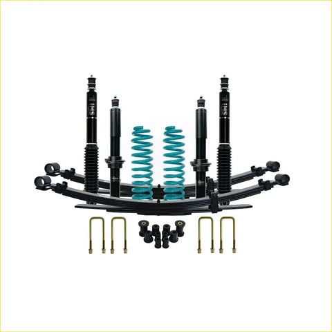 Black and teal coilover suspension kit with shock absorbers springs and leaf springs for toyota hilux n70 2005 to 2015