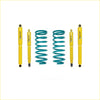 Set of four yellow dobinsons twin tube shock absorbers and two teal coil springs for toyota landcruiser 100 series
