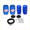 Set of four blue air suspension bladders with black mounting plates and hardware for toyota landcruiser 105 series