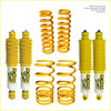 Yellow coil springs and shock absorbers with rav logo labels for toyota landcruiser 105 series by dobinsons