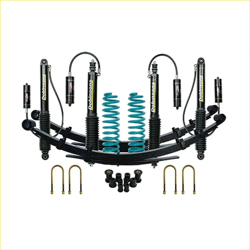 Black and teal dobinsons monotube remote coilover suspension kit for toyota landcruiser 78 series from 1999