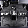 Black rubber tpe waterproof floor mat set with textured molded design for toyota fj cruiser 2007-2022