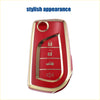 Red and gold tpu remote key fob case cover with glossy finish for 4 button toyota rav4 le 2019-2020