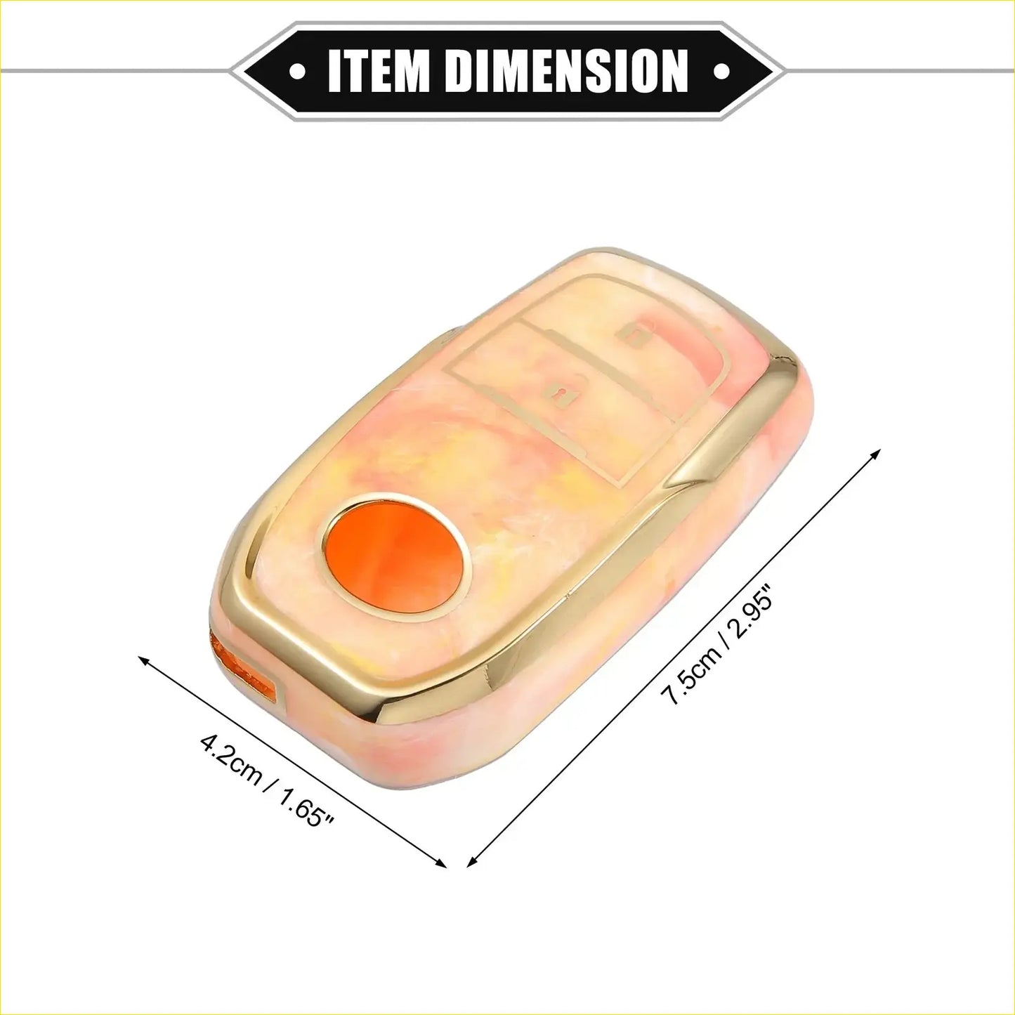 Tpu remote key fob cover for toyota rav4 2001-2022 in pink and gold with translucent marbled finish