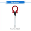 Red and black aluminum trailer ring eye towing hook with threaded metallic shaft for Toyota Avanza 2010 to 2023