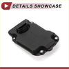 Black plastic engine oil pan with integrated drain plug and four mounting bolts for toyota sequoia transmission filter kit