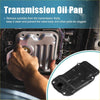 Silver metallic ribbed transmission oil pan with drain hole shown next to black plastic version for toyota land cruiser 5.7l at