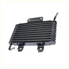 Black metal transmission oil cooler with parallel fins and brackets suitable for Mitsubishi Pajero V73 V75 back side view