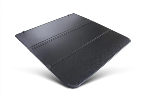 Black durable plastic trifold aluminium hard lid with textured surface and reinforced seams for nissan navara 2015-2021