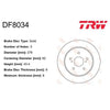 TRW Brake Rotor 278mm Rear DF8034S