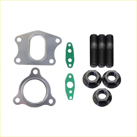 Black coated steel bolts hex nuts and metallic gaskets with green rubber seals turbo charger installation kit for Mitsubishi Pajero