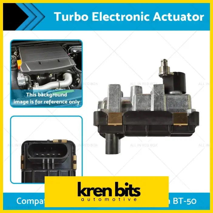 Black and metallic turbo electronic actuator with rectangular housing and electrical connector for ford ranger px and mazda bt50