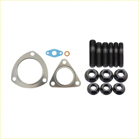 Black threaded bolts and hex nuts with metallic flanges blue gasket and orange o-ring for ford ranger turbo kit