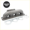 Gray metallic cast metal turbo manifold header with matching gasket for 1990-1993 mazda miata b6-ze 16l