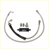Black and silver turbopros turbo oil feed line kit with braided stainless steel tubing for ford falcon xr6 barra 4.0l