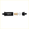Black cylindrical turbopros flow fuel filter with threaded ends and tan foam element for ford falcon xr6 barra 4.0l