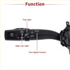 Black plastic turn signal switch for Toyota Solara 1999-2001 with labeled controls for fog lights high low beams and signals