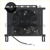 Black 7 inch electric fan with wiring attached on universal 30 row an10 oil cooler radiator fan assembly