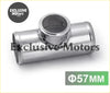 Shiny chrome-finished stainless steel t-shaped pipe fitting 57mm diameter for universal 2.25 turbo aluminum flange