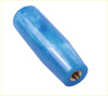 Blue translucent cylindrical universal koyo gear knob with brass threaded end for easy installation