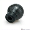 Black carbon fiber gear shift knob with glossy finish and textured weave pattern for universal aluminum gear knob