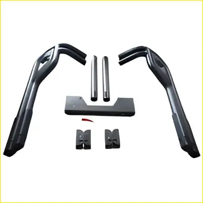 Black metal tubular roll bar tub rack with matching brackets and hardware for toyota hilux ford ranger and more