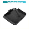 Unpainted black plastic front left bumper tow hook cover with molded tabs and embossed text for toyota rav4 2013-2018