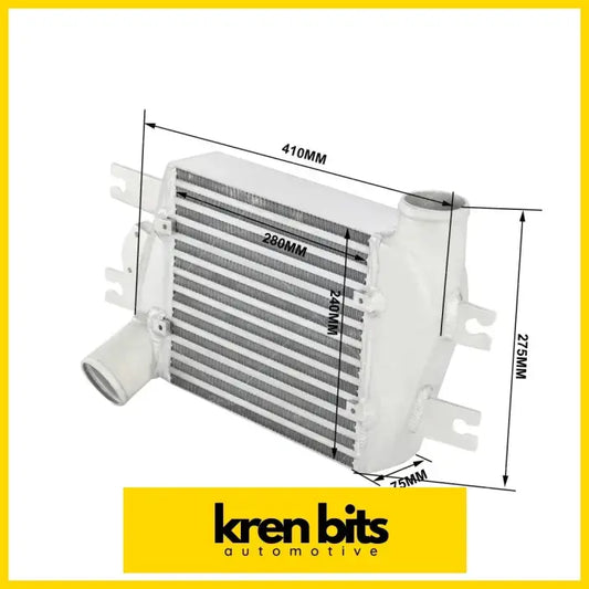 White kren bits automotive intercooler with ribbed metallic core and brackets for nissan patrol gu y61 3.0l turbo diesel
