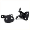 Black metal upper and lower door hinge latch assemblies for toyota hilux 1979-1988 shown from the back side