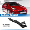 Black metal upper radiator support bracket for red 2010-2015 toyota prius shown from the back side