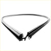Black rubber upper windshield moulding with metallic silver trim and interlocking tabs for nissan d21 navara pathfinder
