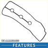 Black rubber valve cover gasket with three circular holes for Toyota Sienna 2004-2010 engine sealing