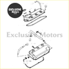 Black and white technical diagram of metal valve rocker cover assembly for mitsubishi pajero and triton 6g74 with labels