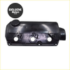 Black painted metal valve rocker cover with three circular openings and rounded top cap for mitsubishi pajero triton 6g74
