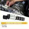 Variable valve timing solenoid for toyota tacoma 2011-2016 with silver black cylindrical body threaded end and bracket