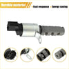 Silver and black variable valve timing solenoid for Toyota Tacoma with metallic body plastic connector and mounting bracket