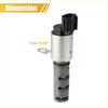 Silver and black variable valve timing solenoid for Toyota Tacoma 2011-2016 with threaded housing and electrical connector
